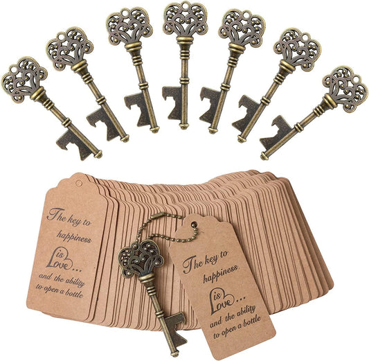 50PCS Vintage Skeleton Key Bottle Opener, Wedding Favors Key Bottle Opener - If you say i do