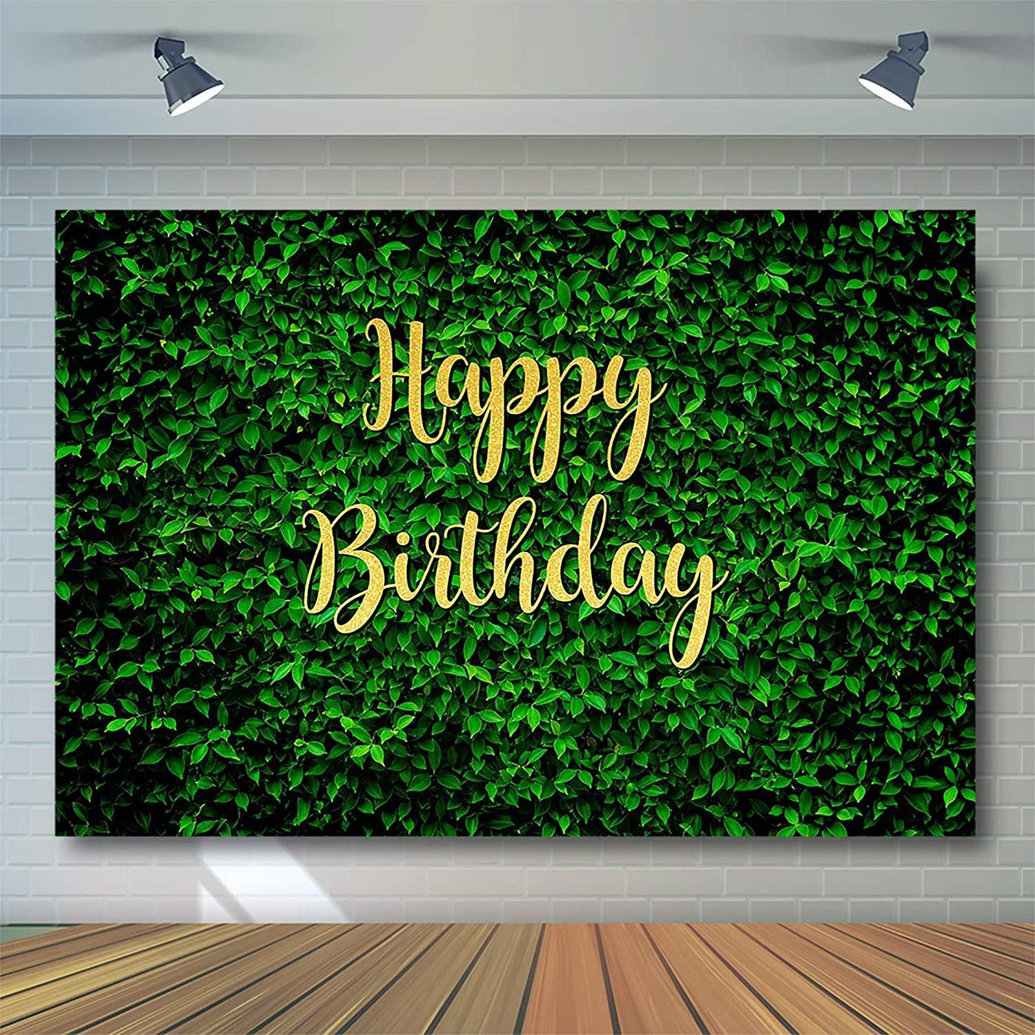 Green Leaves Happy Birthday Backdrop for Jungle Safari Party Decorations Photography Background - If you say i do