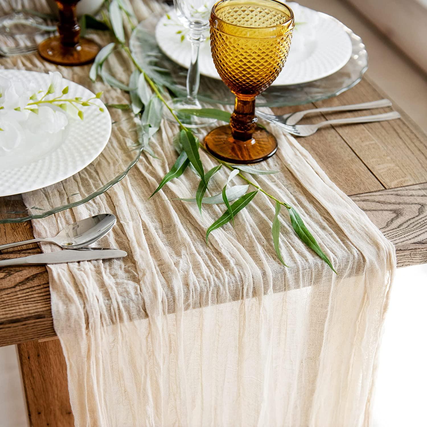 35x157 inch Gauze Table Runner For Wedding Rustic Boho Wedding Table Decor - If you say i do