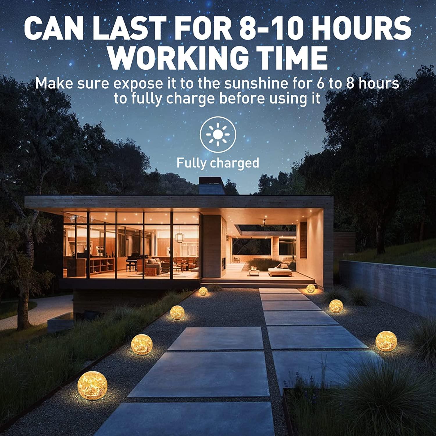 Garden Solar Lights, Cracked Glass Ball Waterproof Warm White LED for Outdoor Decor - If you say i do