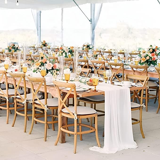 10ft White Chiffon Table Runner for Wedding - White Table Runner, Sheer Party Decor, Rustic Runners - If you say i do