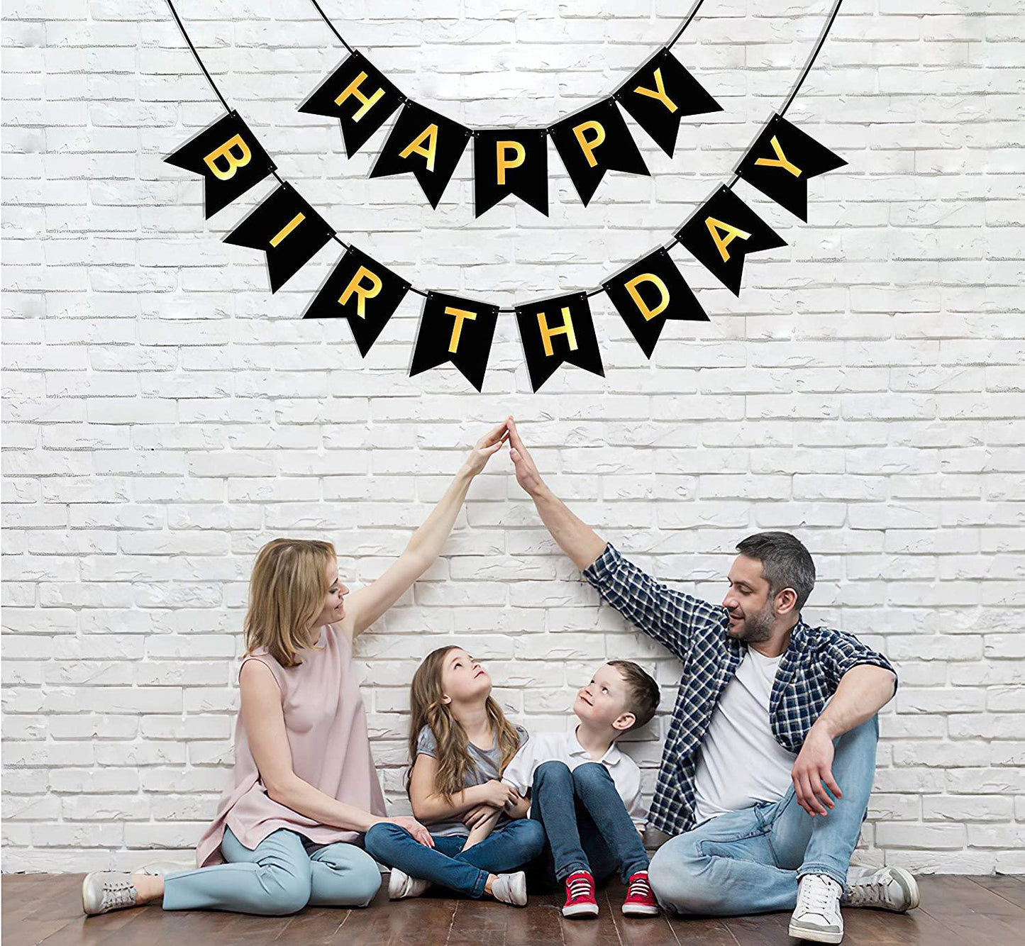 Happy Birthday Banner 6.5&4.5 inches Happy Birthday Bunting Banner with Shiny Gold Letters - If you say i do