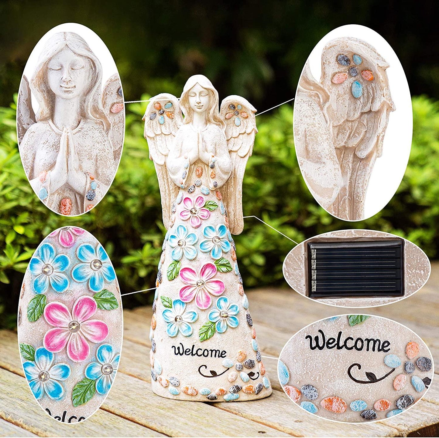 14.5 Inches Garden Angel Statues Outdoor Decor, Solar Angel Figurines with 6 LED Outdoor Garden Lights - If you say i do