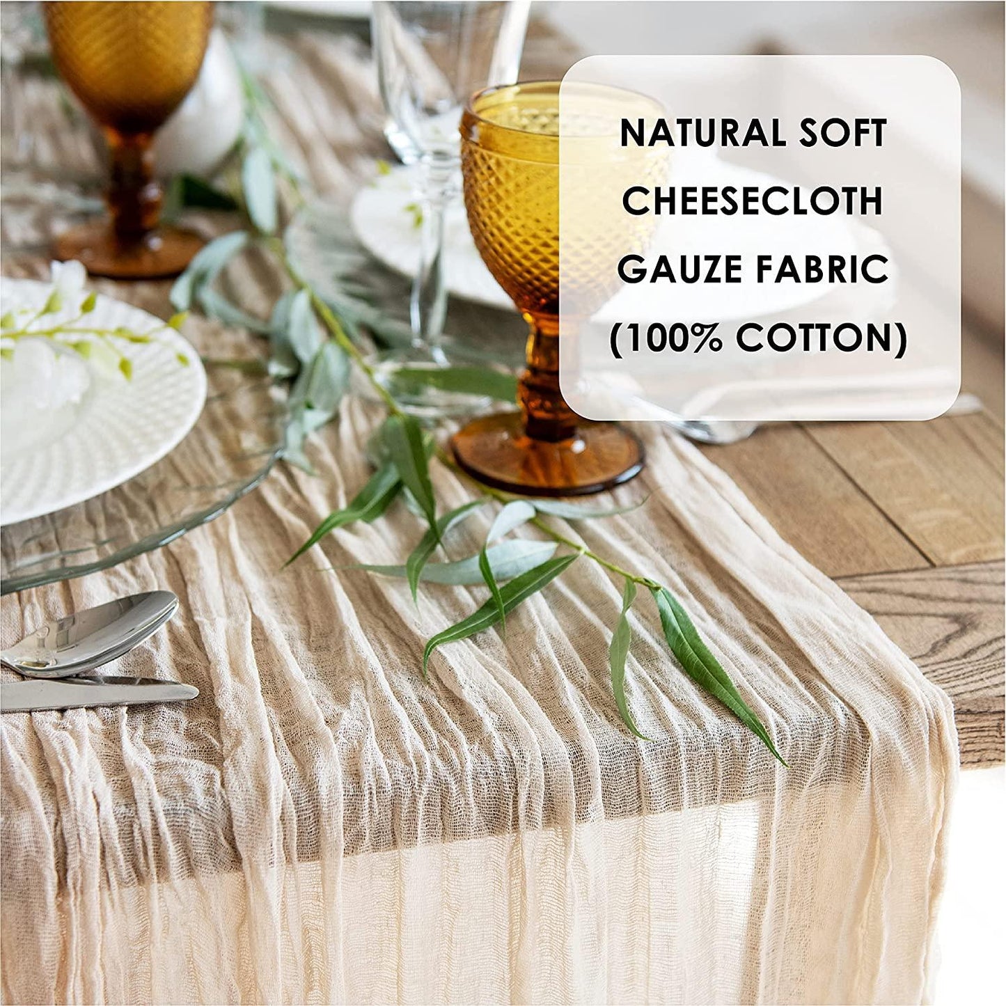 35x157 inch Gauze Table Runner For Wedding Rustic Boho Wedding Table Decor - If you say i do