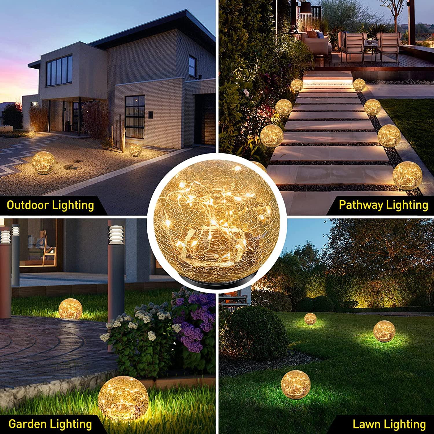Garden Solar Lights, Cracked Glass Ball Waterproof Warm White LED for Outdoor Decor - If you say i do