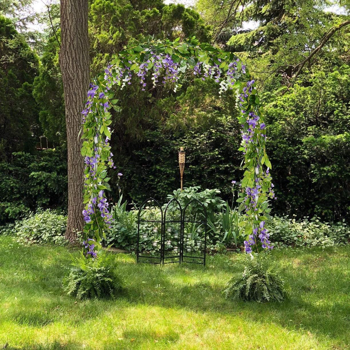 4pcs Wisteria Artificial Flowers Garland, Total 28.8ft White Artificial Wisteria Vine Silk Hanging Flower for Wedding - If you say i do