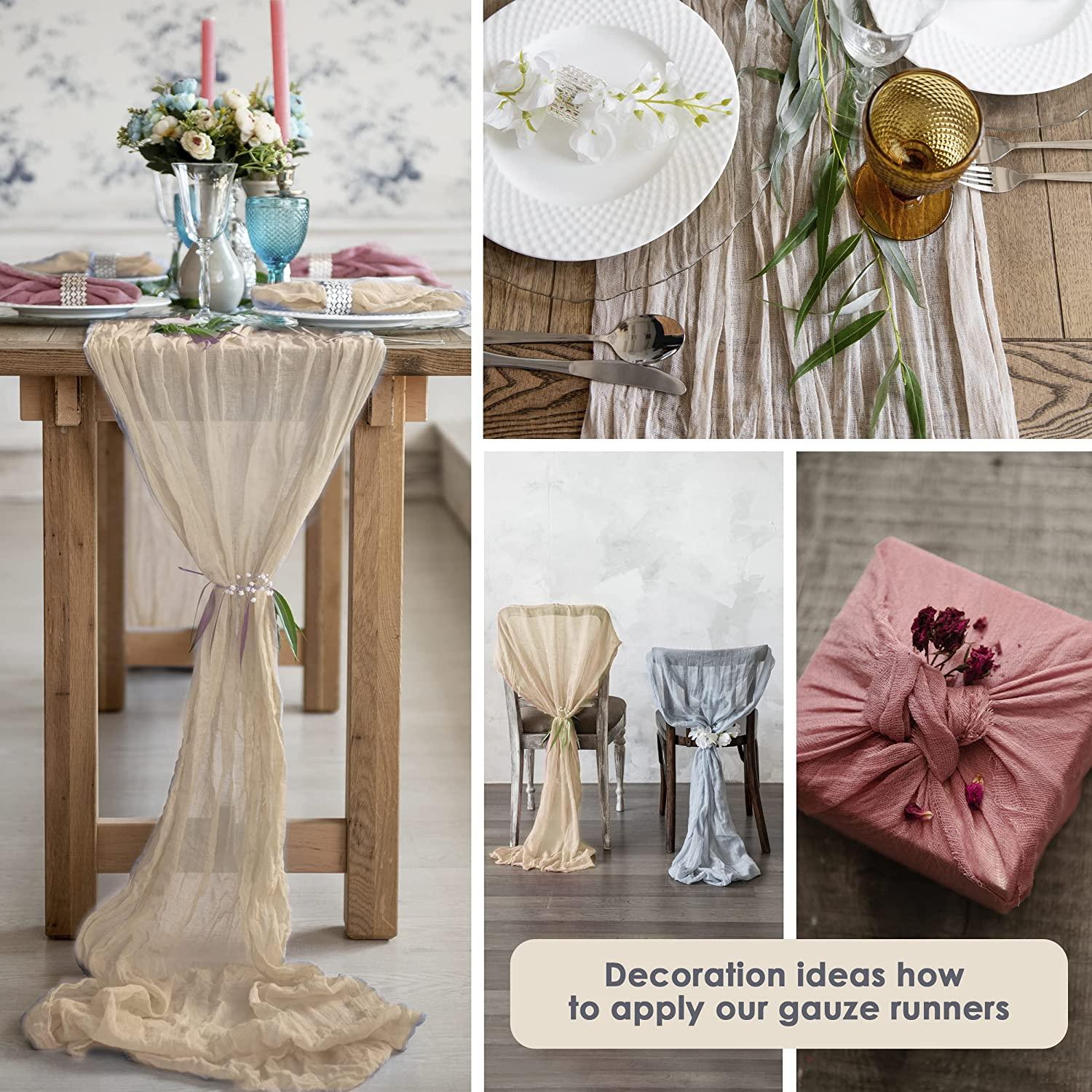 35x157 inch Gauze Table Runner For Wedding Rustic Boho Wedding Table Decor - If you say i do