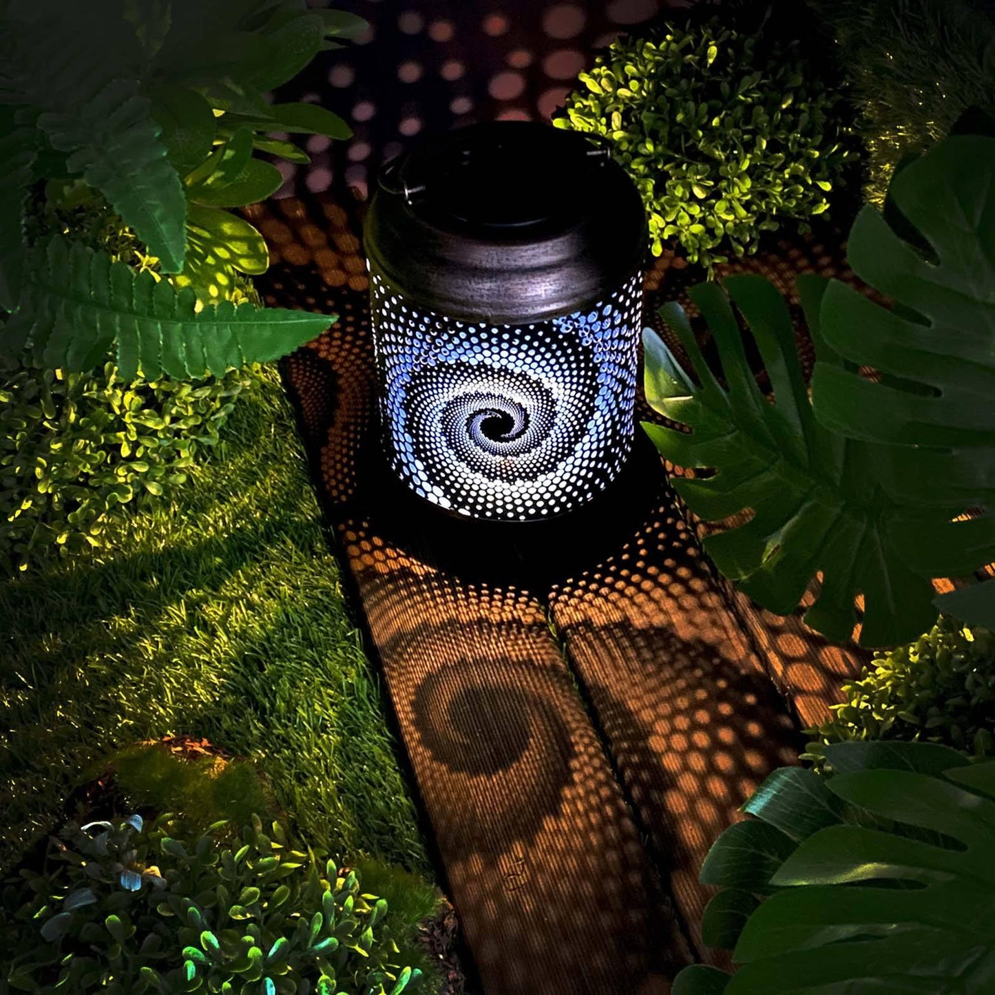 Solar Hollow Shadow Cast Lantern-Blue Spiral - If you say i do