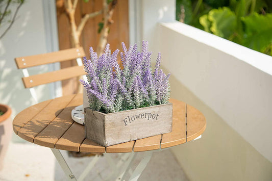 Artificial Flower Potted Lavender Plant for Home Decor (Wooden Tray, 9 Long) - If you say i do