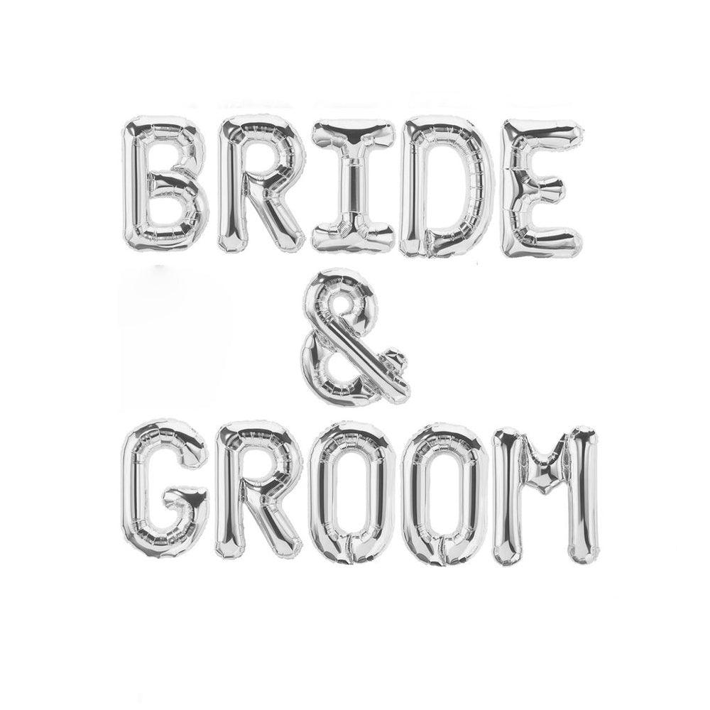 BRIDE & GROOM Letter Balloon Banner - Gold, Rose Gold and Silver Wedding Decorations - DIY Engagement Party Decorations - If you say i do