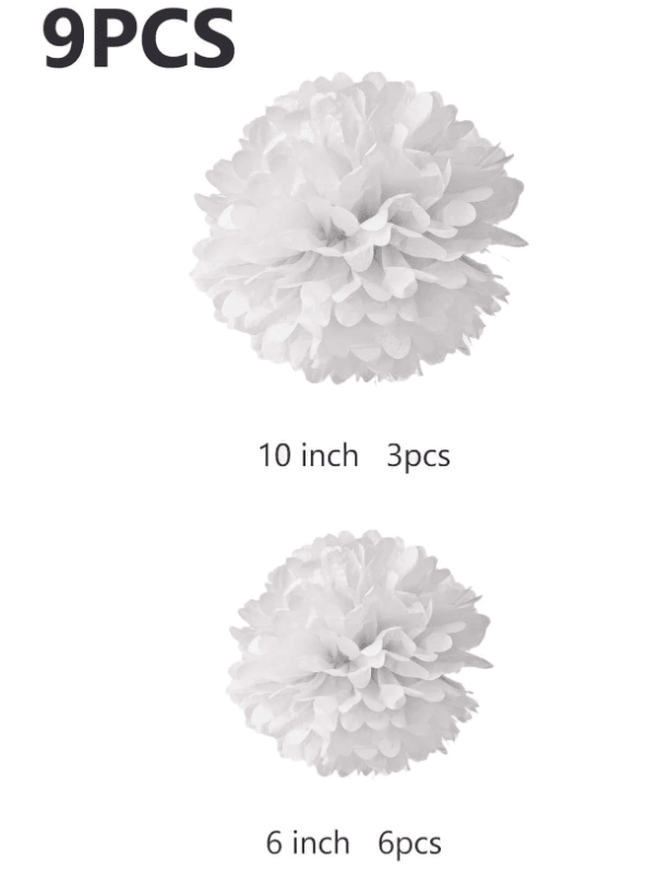 9pcs Tissue Paper Flower Ball, Baby Shower Birthday Party Decoration Paper Pom Poms - If you say i do