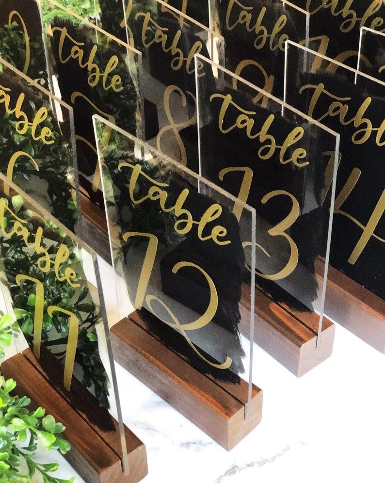Back Painted Acrylic Wedding Table Number Sign - If you say i do