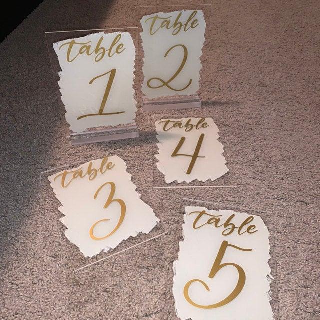Back Painted Acrylic Wedding Table Number Sign - If you say i do