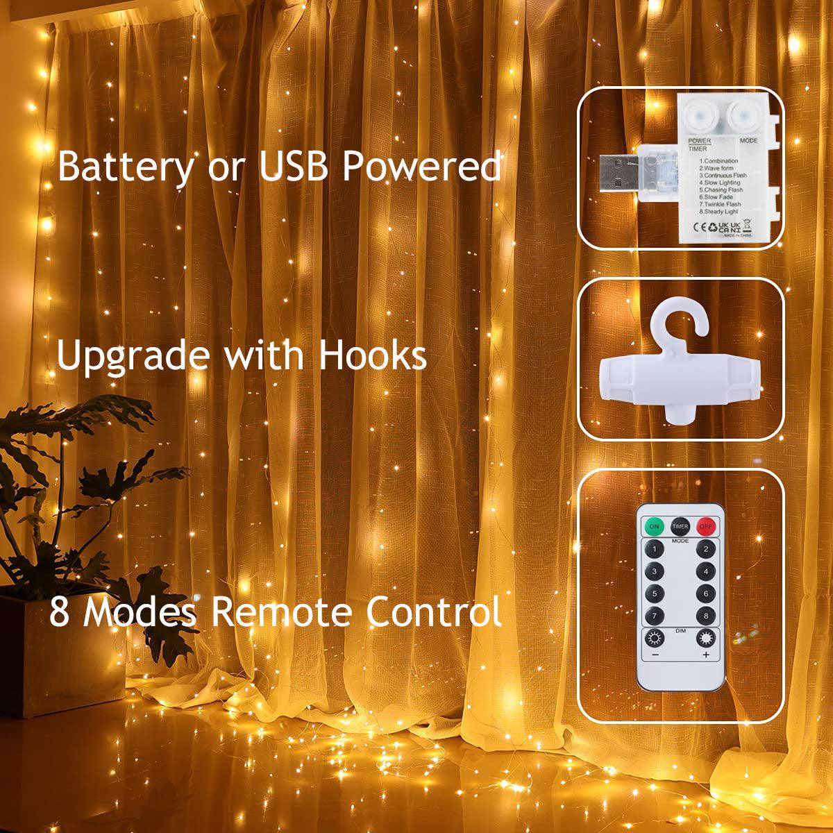 Battery or USB Plug in, 9.8 x 9.8 ft Remote Control Curtain Fairy Light Christmas Garland LED String Lights Wedding Party Backdrop Decorations - If you say i do