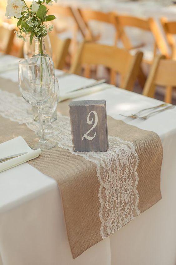 72 Inch Burlap Lace Table Runners Wedding Table Runner - Rustic Table Runner Natural Centerpieces Runners for Party Birthday Decor - If you say i do