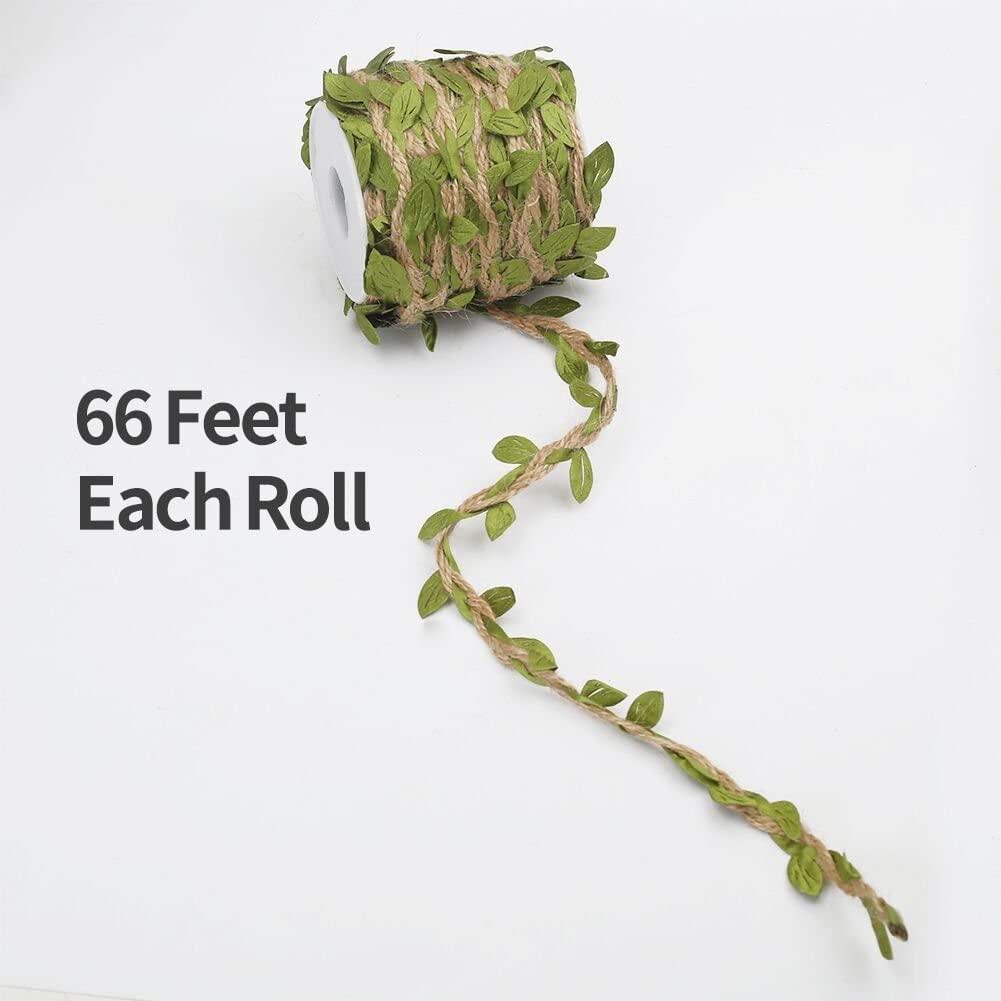 66Ft Natural Jute Twine, 5MM Burlap Leaf Ribbon with Artificial Vine Green Leaves for Wedding Decorations Home Garden - If you say i do