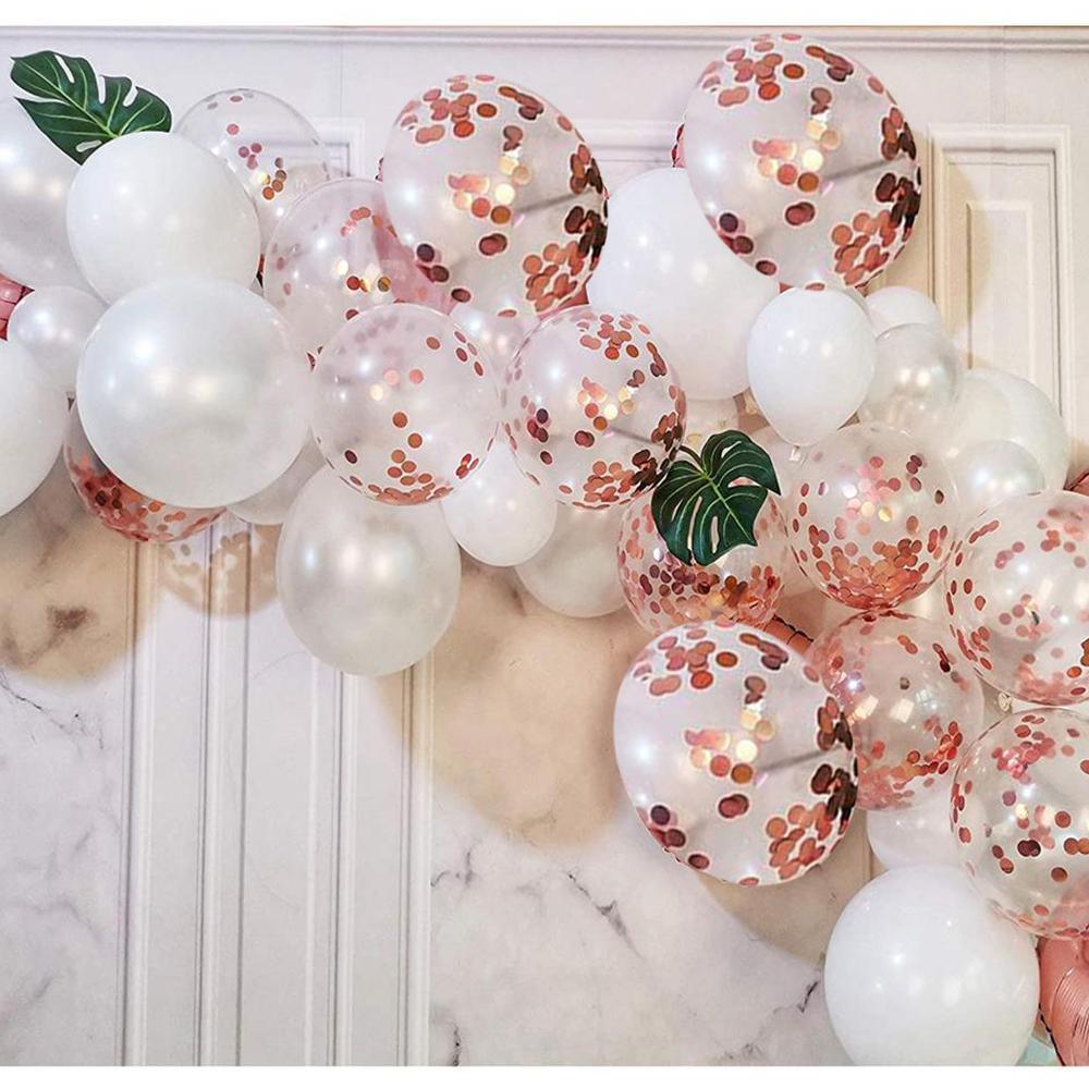 Rose Gold Confetti Latex Balloons, 60 Pack White Gold Balloon 12 inch  Birthday Balloons with Gold Ribbon for Party Wedding Bridal Shower  Decorations