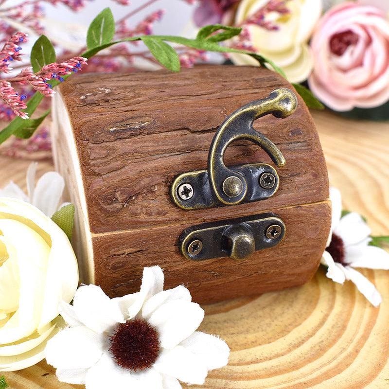 Custom Engraved Ring Box Holder Personalized Rustic Round Wood
