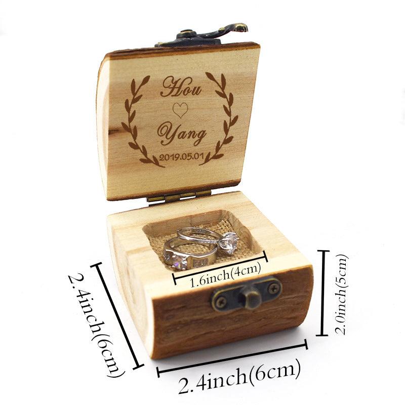 Custom Engraved Ring Box Holder - Personalized Rustic Round Wood Ring Bearer Wedding Box - If you say i do