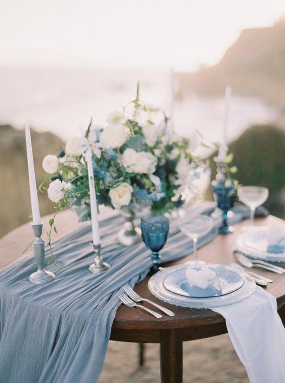 Socomi 10ft Dusty Blue Chiffon Table Runner 29x120 Inches Romantic Wedding Runner Sheer Bridal Party Decorations Socomi 10ft Dusty Blue Chiffon Table Runner 29x120 Inches Romantic Wedding Runner Sheer Bridal Party Decorations