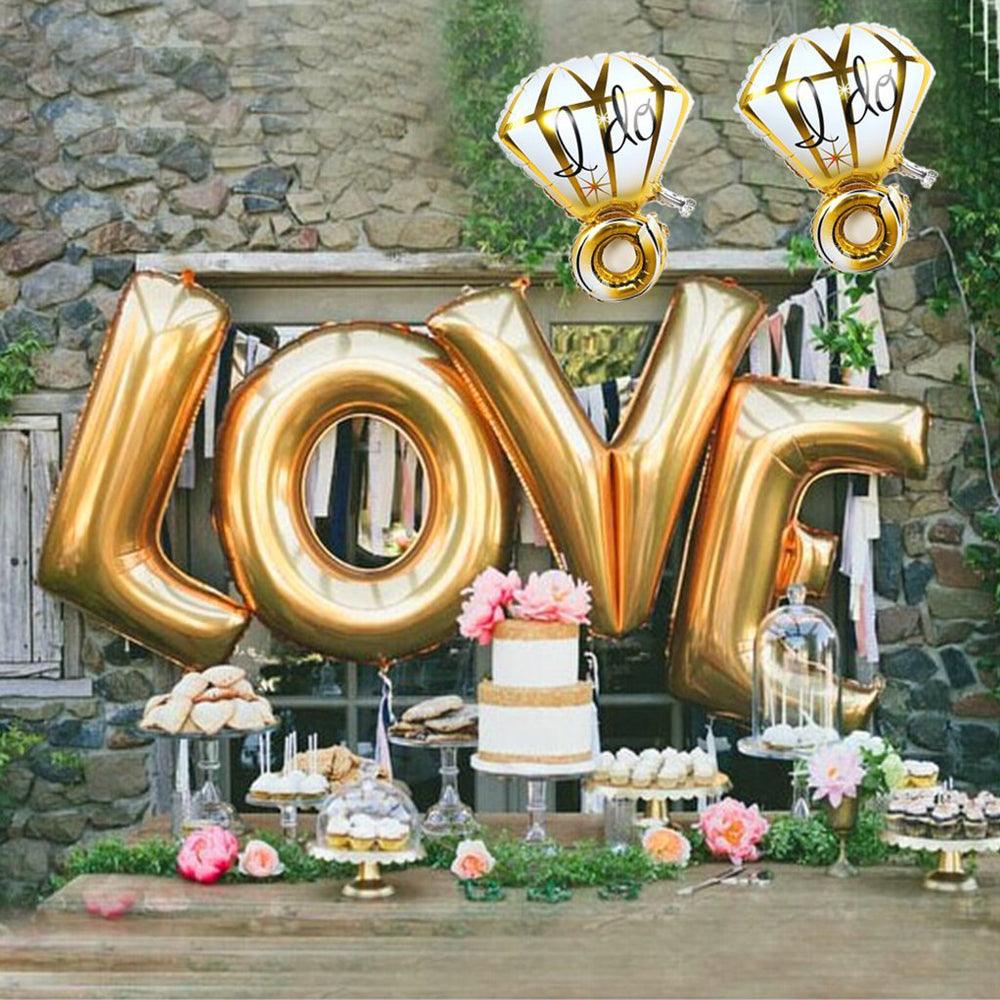 40 inches Love & Two Diamond Rings Balloon Decoration Set | Engagement Party Decorations Balloon | Proposal Party Decoration - If you say i do