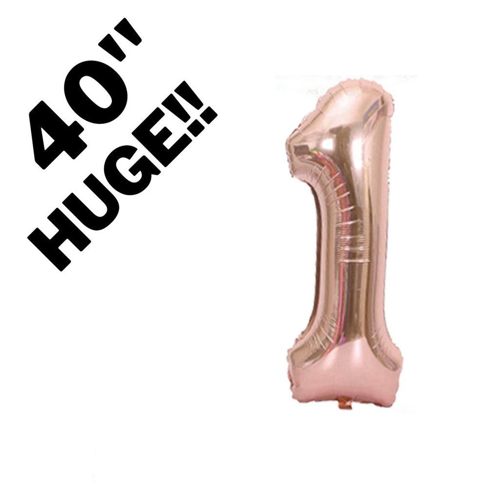 40 Inch Rose Gold Jumbo Number Balloons - Huge Giant Foil Mylar Number Balloons for Birthday Party or Photo Shoot - Self-Sealing Balloons - If you say i do