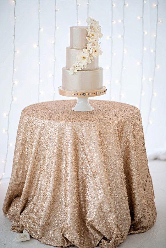 Sequin Tablecloth - 72in Round Tablecloth Glitter Sequin Table Cloth for Wedding Party Banquet - If you say i do