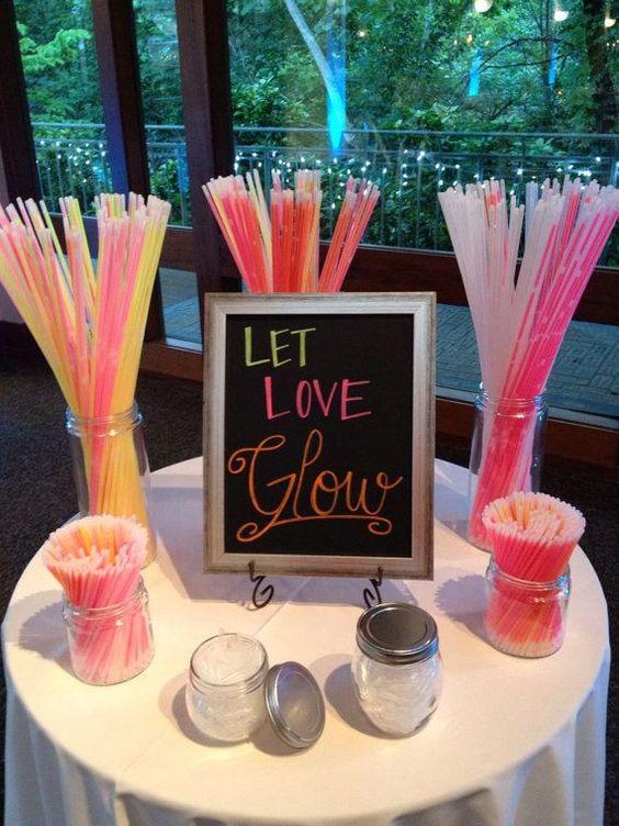 Glowstick Wedding Exit Ideas 8 Inch Glow in the Dark Light Up Sticks Glow Neon Party Decorations Favors with Connectors - If you say i do