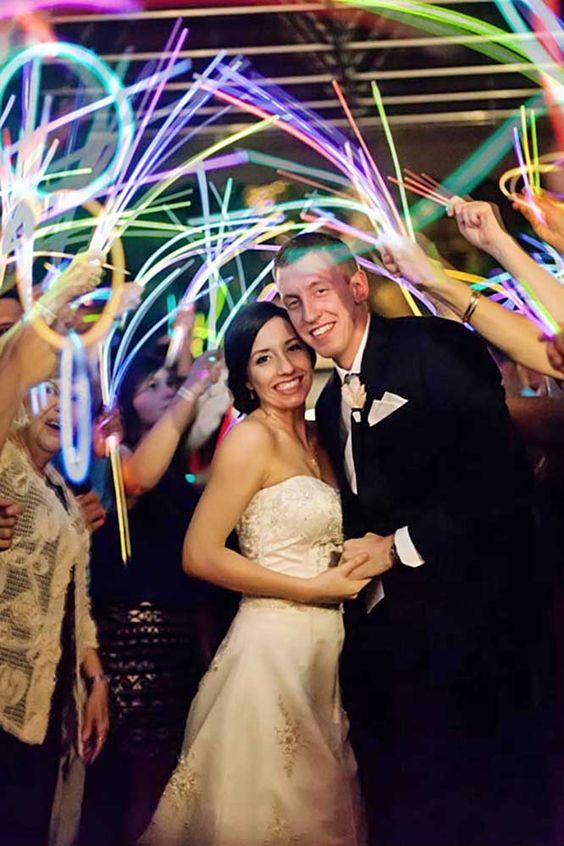 Glowstick Wedding Exit Ideas 8 Inch Glow in the Dark Light Up Sticks Glow Neon Party Decorations Favors with Connectors - If you say i do