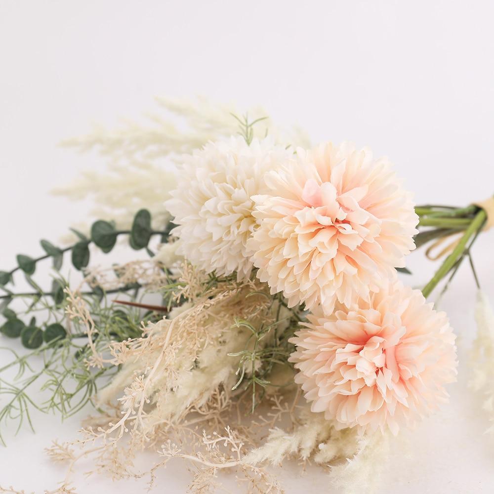 White Artificial Flowers Dandelion Big Bouquet Autumn Silk Plastic Fake Flower for Home Wedding Decoration - If you say i do