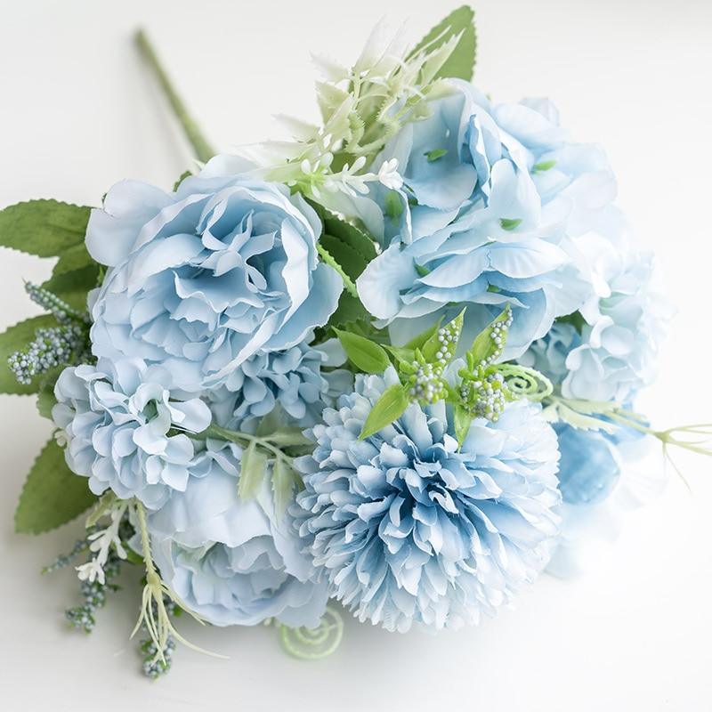 Hydrangea Artificial Flowers Peony Bouquet Silk Ball Blooming Fake Flower Wedding Centerpieces Stage Home Table Decoration - If you say i do