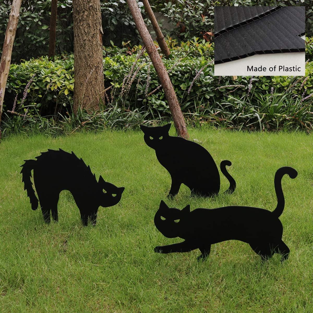 Halloween Decorations Outdoor, 3 Black Cat Silhouette Yard Signs, Scary Family Home Front Yard Party Plastic Decor - If you say i do