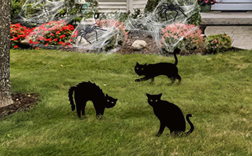 Halloween Decorations Outdoor, 3 Black Cat Silhouette Yard Signs, Scary Family Home Front Yard Party Plastic Decor - If you say i do