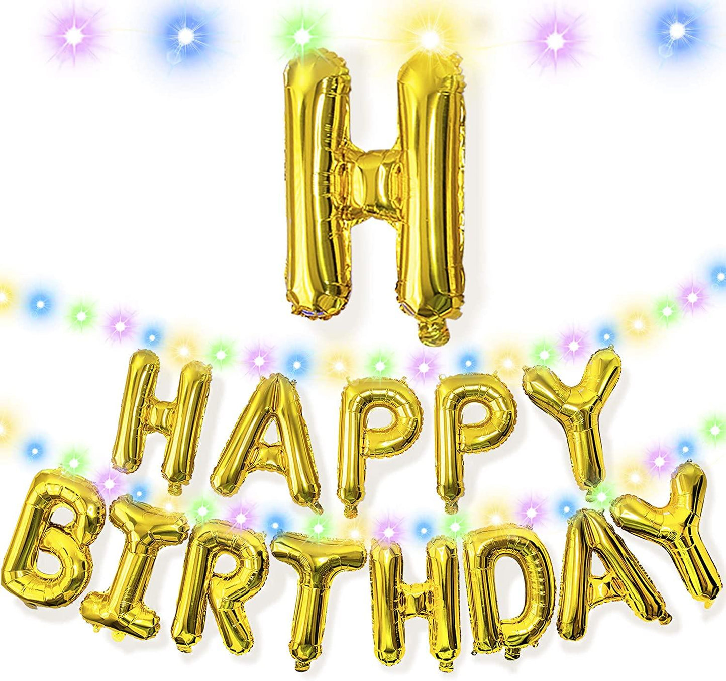 Happy Birthday Banner Decorations (Gold-LED), Balloons Party Sign Lights Banners, Foil Party, Balloon Letters Decoration Signs - If you say i do