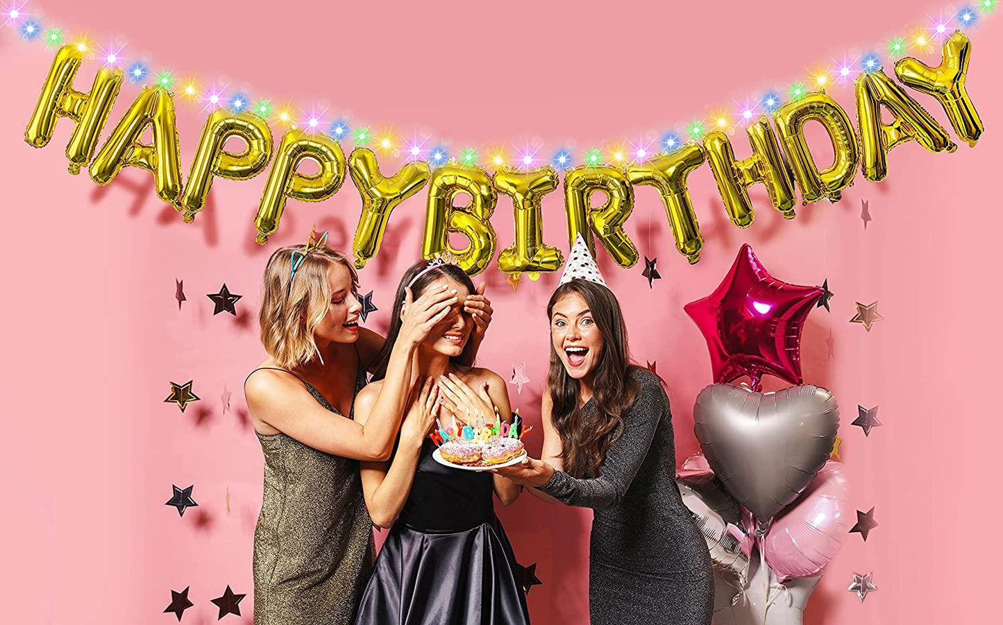 Happy Birthday Banner Decorations (Gold-LED), Balloons Party Sign Lights Banners, Foil Party, Balloon Letters Decoration Signs - If you say i do
