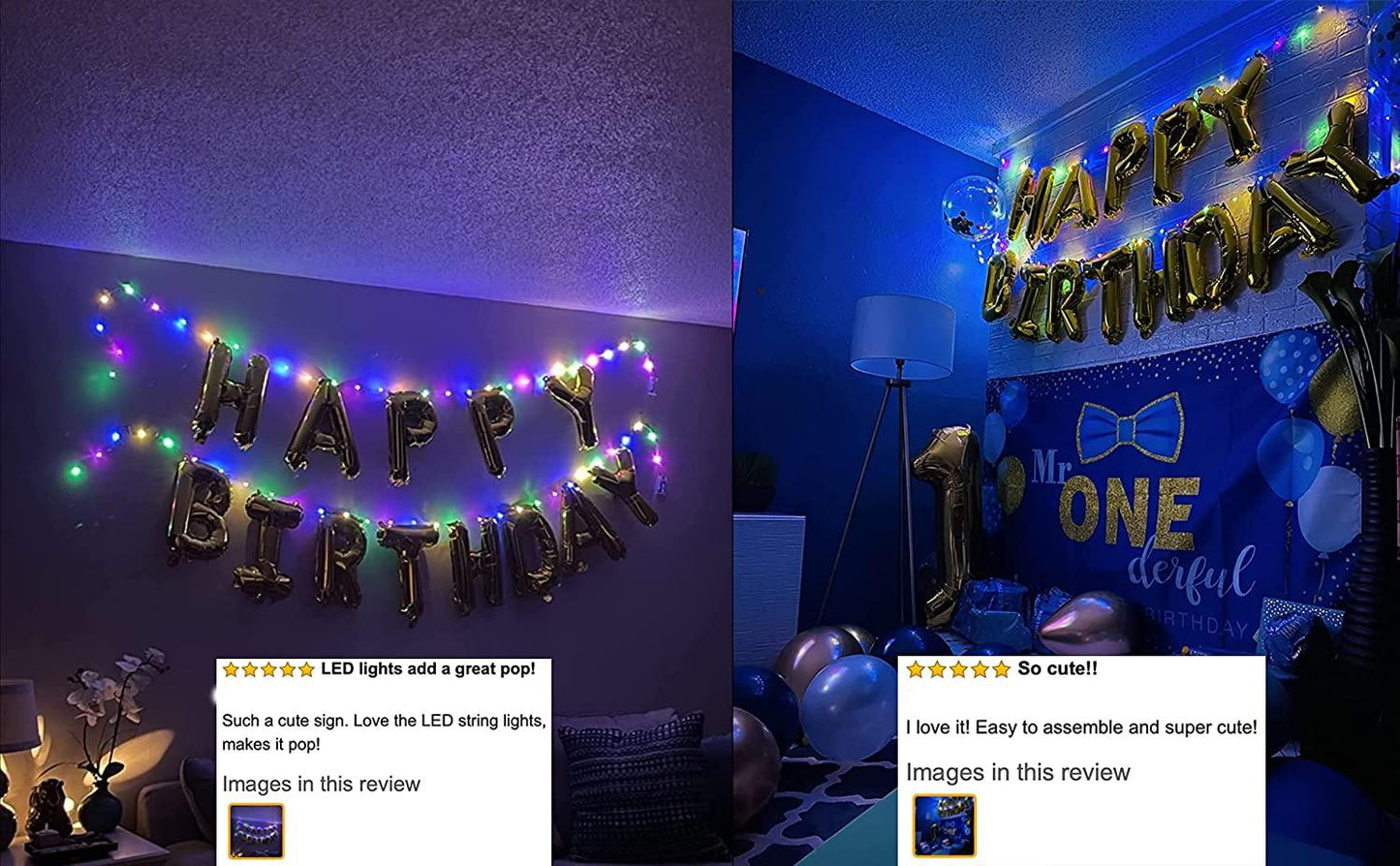Happy Birthday Banner Decorations (Gold-LED), Balloons Party Sign Lights Banners, Foil Party, Balloon Letters Decoration Signs - If you say i do