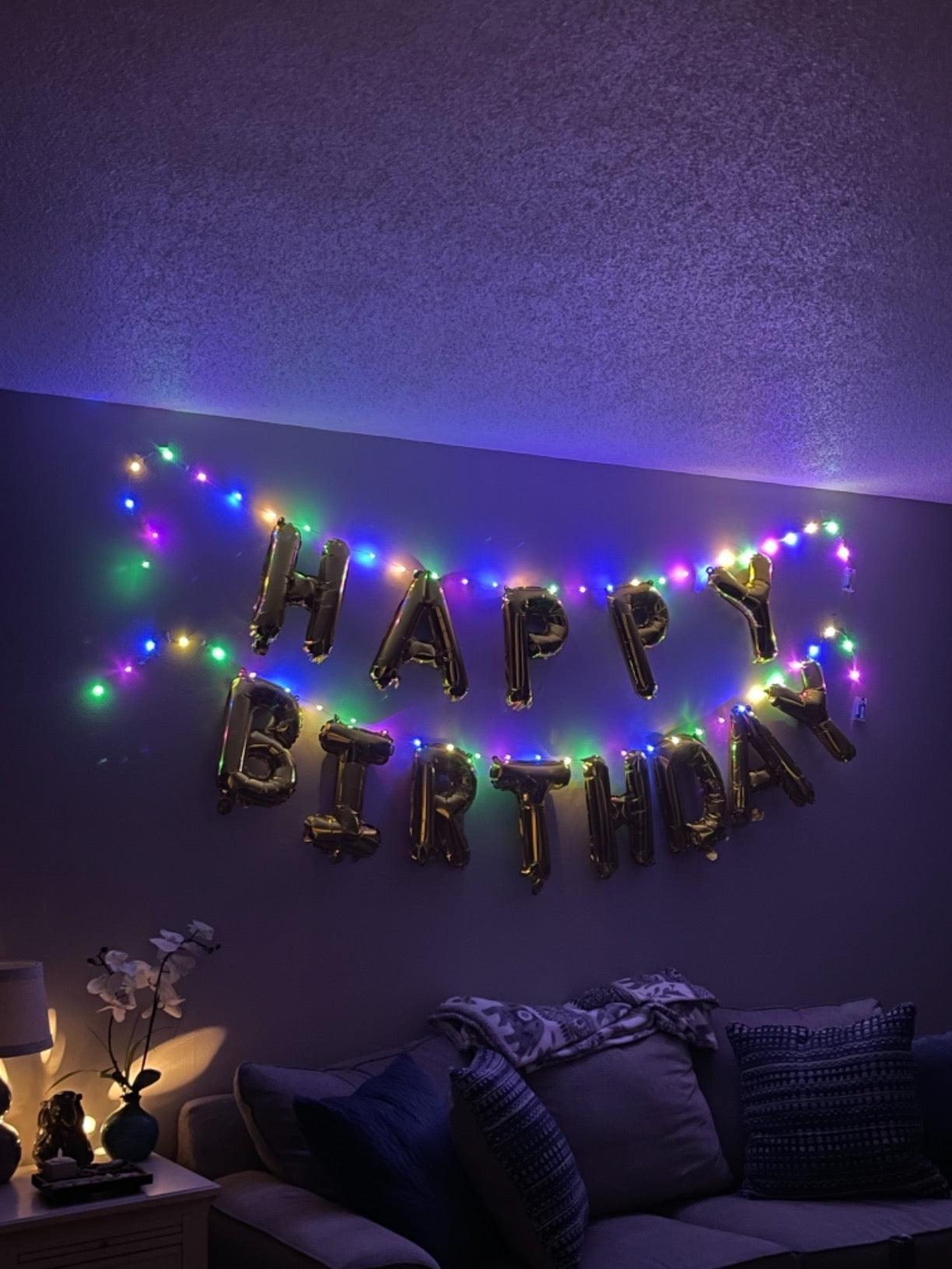 Happy Birthday Banner Decorations (Gold-LED), Balloons Party Sign Lights Banners, Foil Party, Balloon Letters Decoration Signs - If you say i do