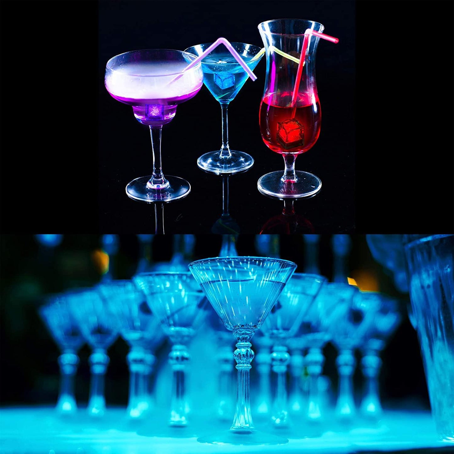 Glow LED Ice Cube Shape Lights Liquid Activated Submersible, Reusable-Color Change, Battery Operated for Weddings, Glow Parties - If you say i do