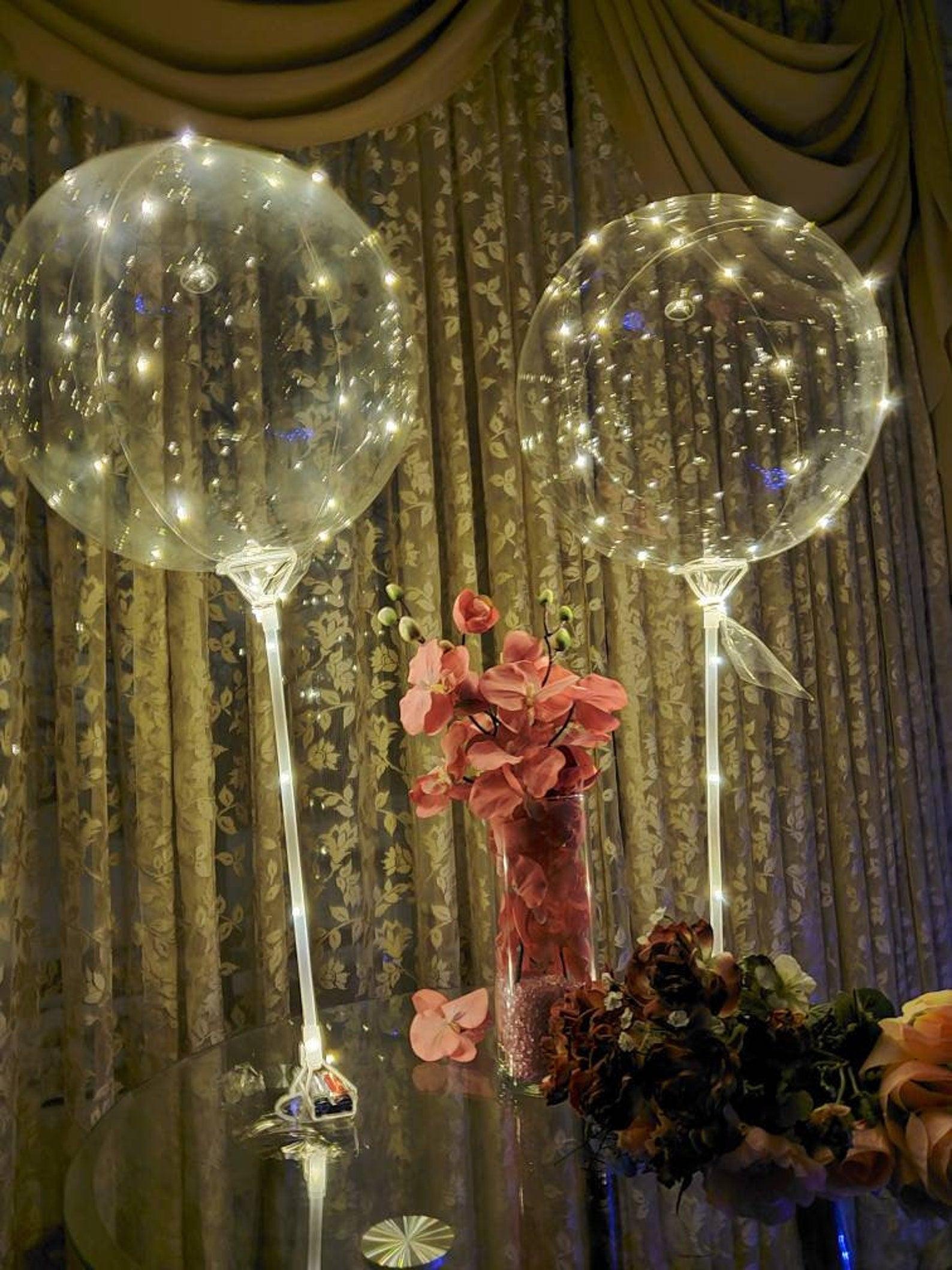 10 Pack LED Light Up Bobo Balloons Transparent Helium Glow Bubble Balloons  With String Lights For Party Birthday Wedding Decor