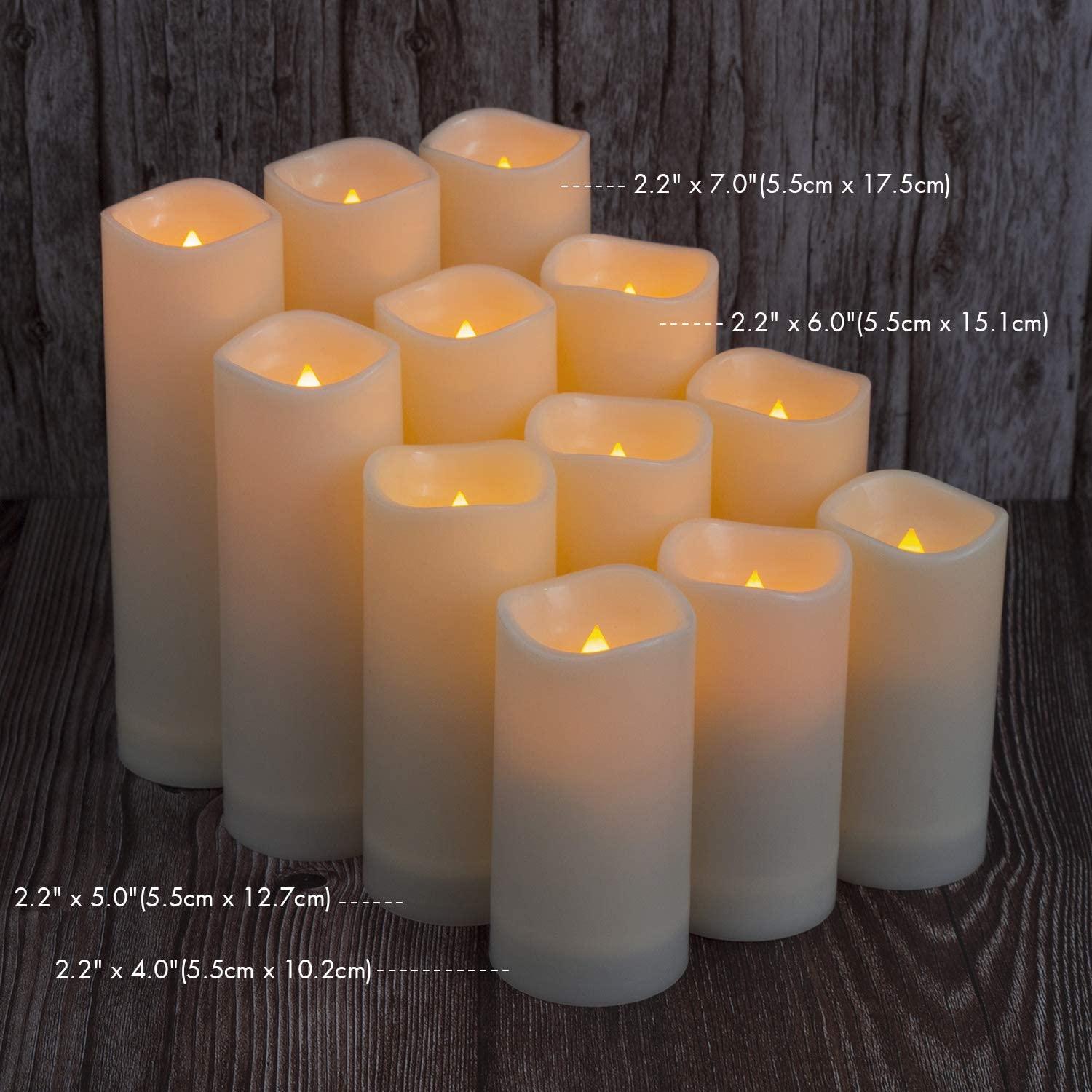 Led Candles Set of 12(D 2.2" X H 4" 5" 6" 7") Resin Candles with Remote Timer Waterproof Outdoor Indoor Candles (Made of Plastic) - If you say i do