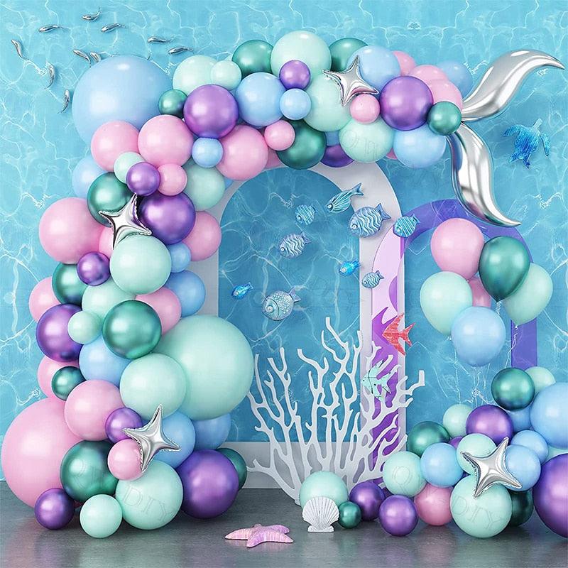 120pcs Macaron Purple Green Blue Latex Balloons Mermaid Arche Ballon Anniversaire Happy Birthday Globos Party Decoration Girl Arch Kit - If you say i do