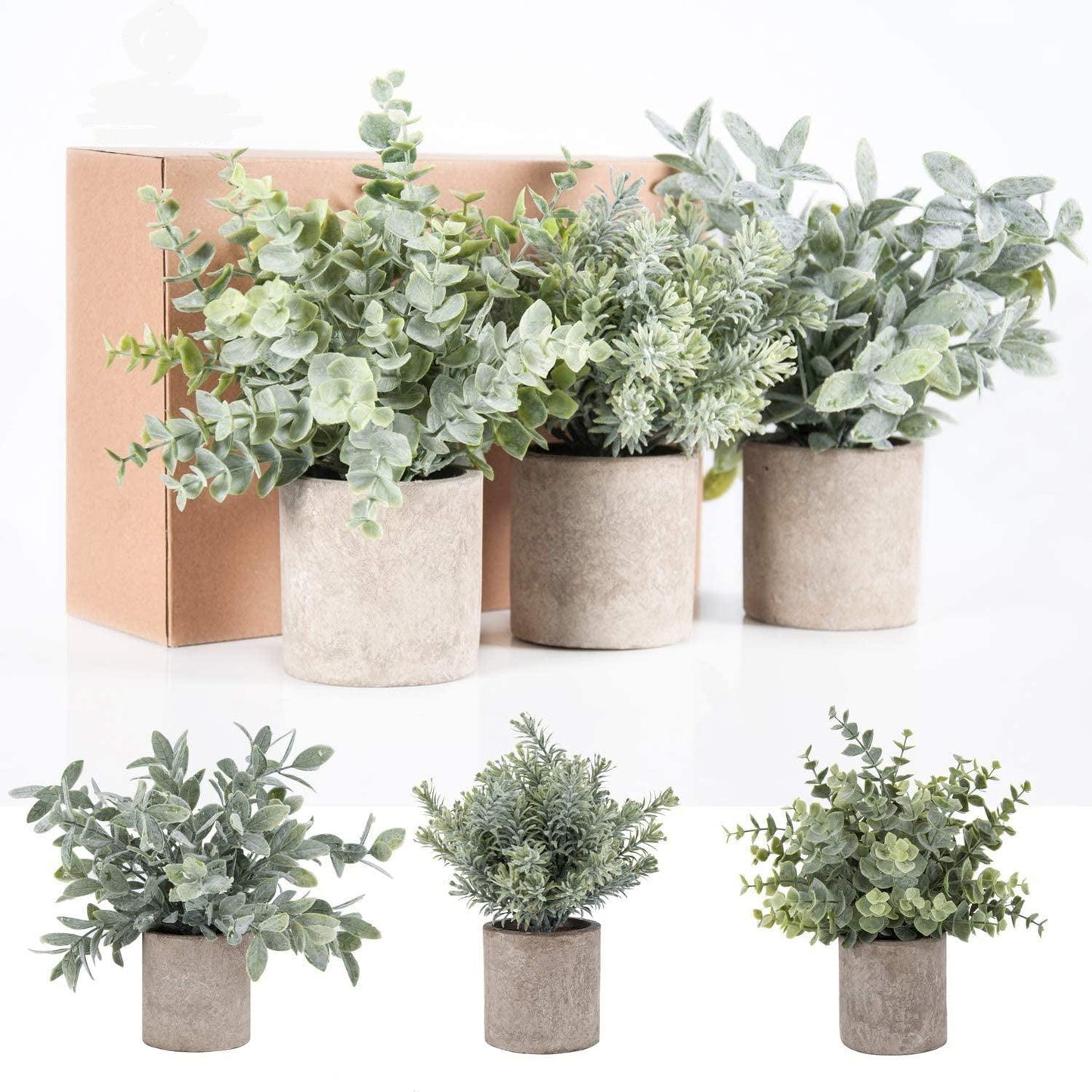 3 Pack Mini Potted Fake Plants Artificial Plastic Eucalyptus Plants for Home Office Desk Room Decoration - If you say i do