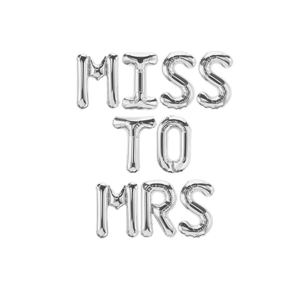 16 inch Miss To Mrs Letter Balloon Banner - Gold, Rose Gold & Silver Party Decorations - DIY Bridal Shower or Bachelorette Decorations - If you say i do