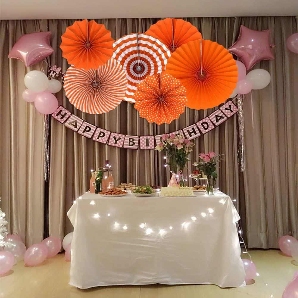 Party Hanging Paper Fans Set, Orange Round Pattern Paper Garlands Decoration for Birthday Wedding Graduation Events Accessories - If you say i do