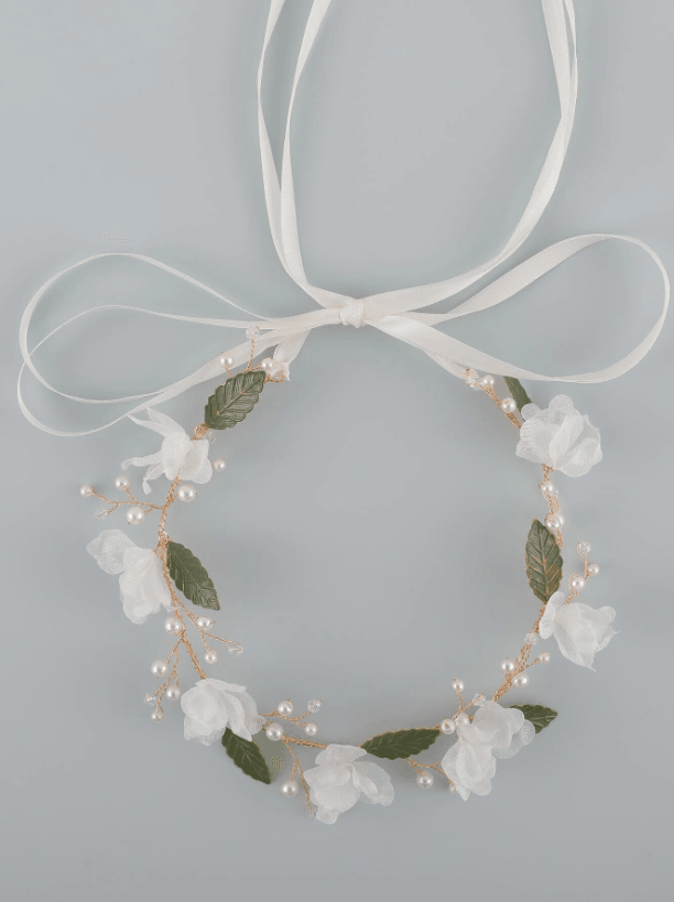 1 Piece Faux Pearl & Flower Decor Bridal Hair Band - If you say i do