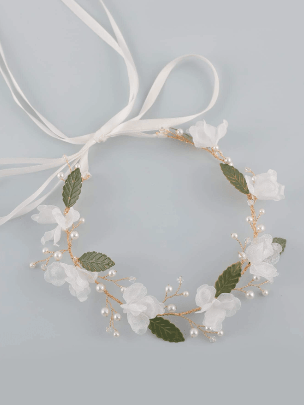 1 Piece Faux Pearl & Flower Decor Bridal Hair Band - If you say i do