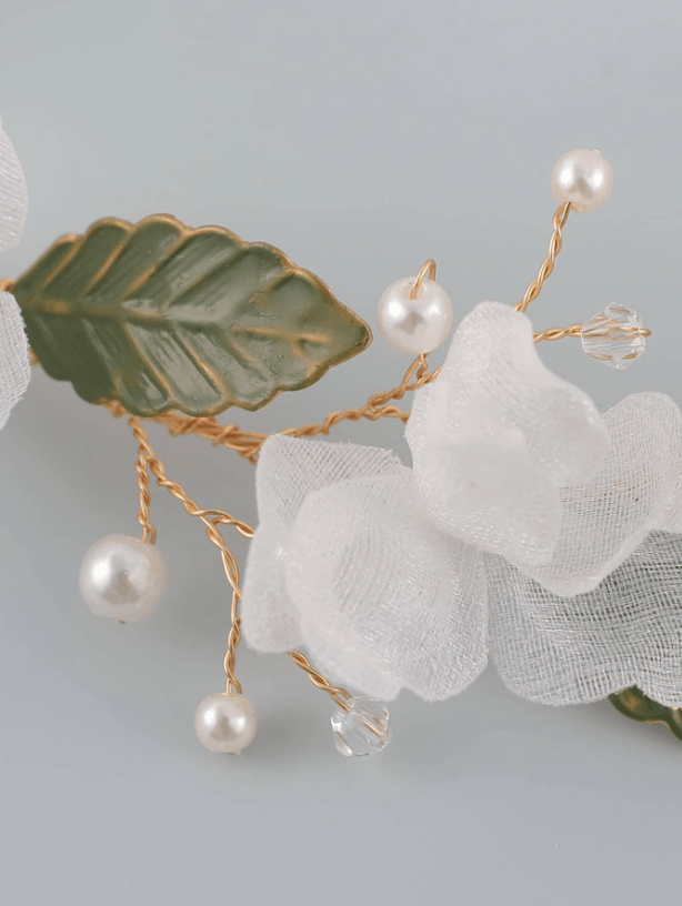 1 Piece Faux Pearl & Flower Decor Bridal Hair Band - If you say i do