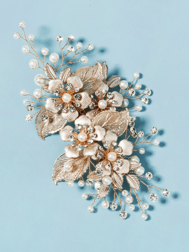 Rhinestone & Flower Decor Bridal Hair Clip - If you say i do