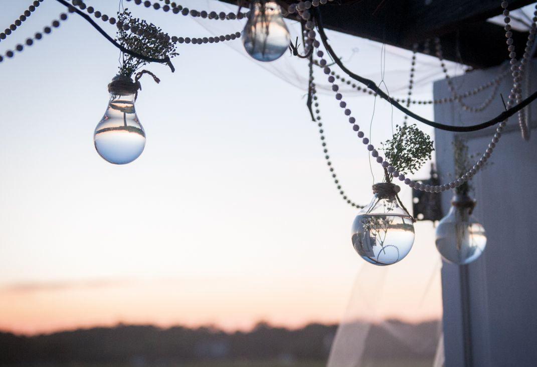 Rustic Baby's Breath Wedding Hanging Decorations with Light Bulbs - If you say i do
