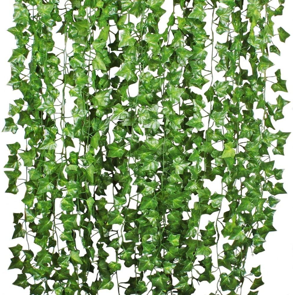 12 Strands Artificial Ivy Leaf Plants Vine Hanging Garland Fake Foliage Flowers Home Kitchen Garden Office Wedding Wall Decor, 84 Feet, Green - If you say i do